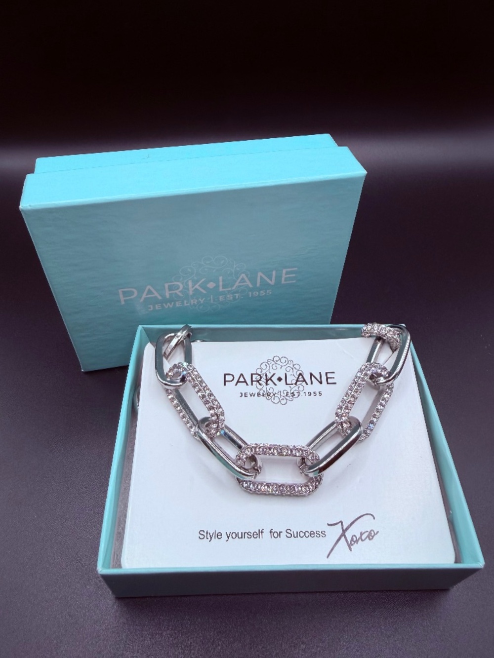Park Lane - "Palm Beach" Necklace - Silver & Crystal Pavé - Statement Link - NWT